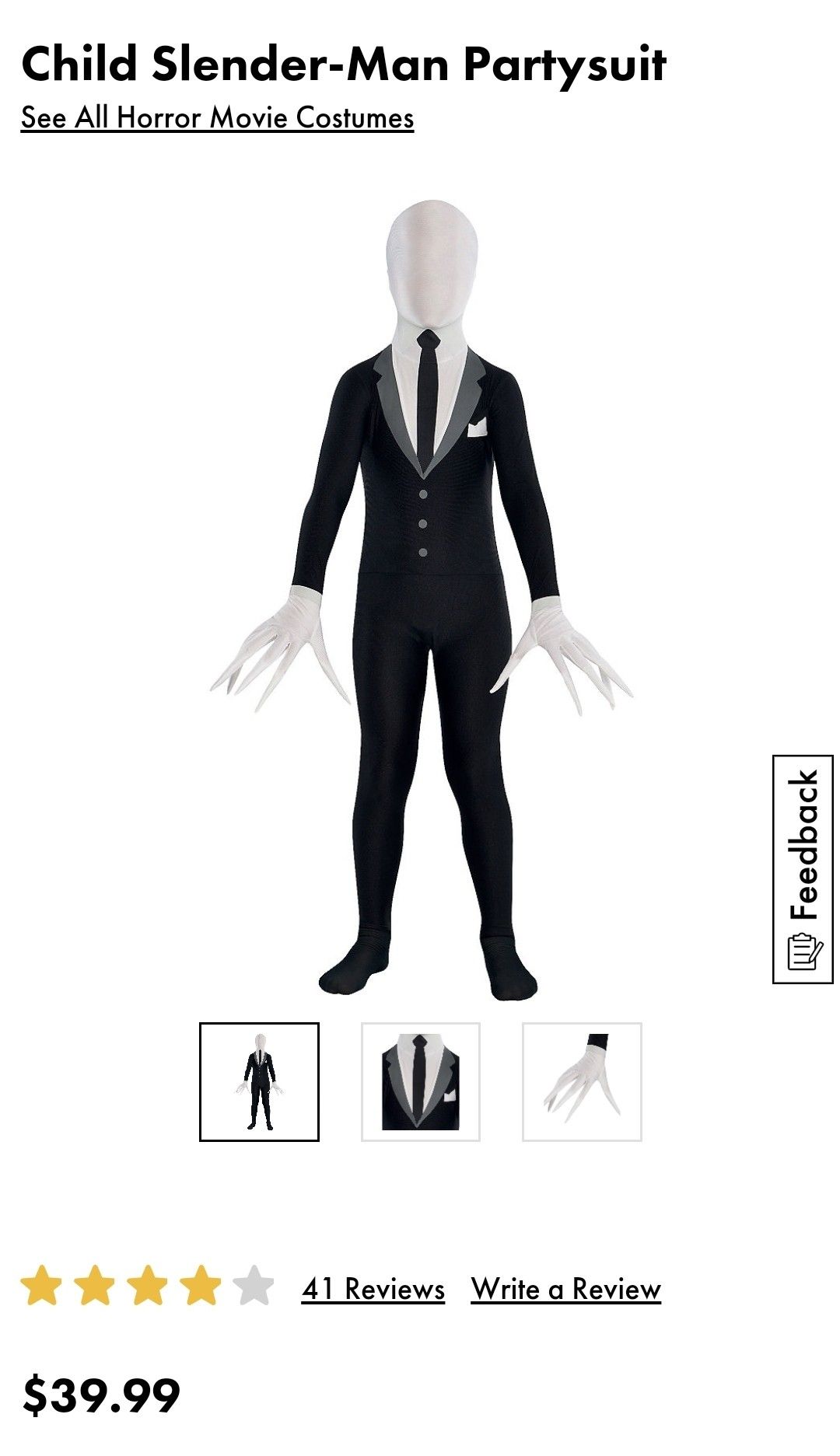Kids Slender man costume