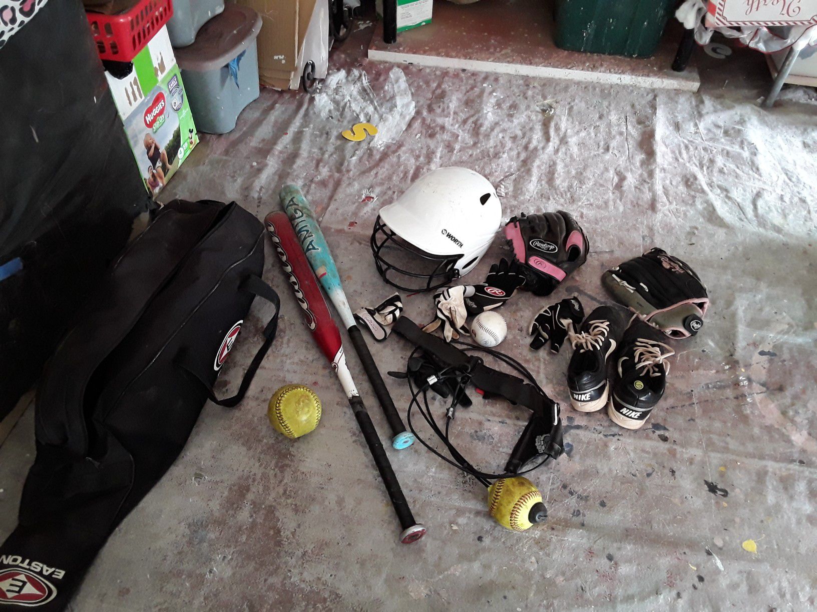 Softball bag with equipment included