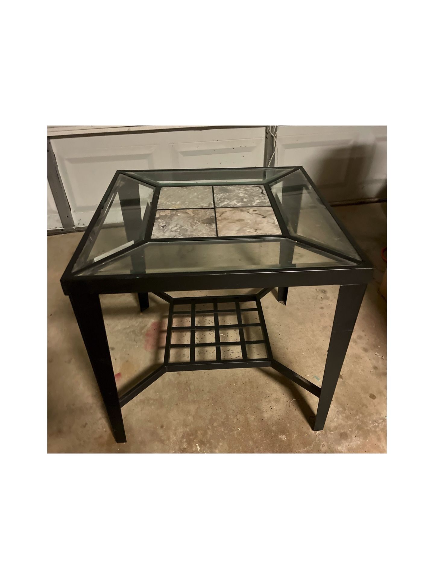 Black Side Table!  Glass And Tile Top 