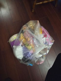 Toys for little girl variety of different plush toys and Dolls, clean