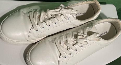 Banana Republic Men’s White Lace-Up vegan Leather Logo Sneakers US 10