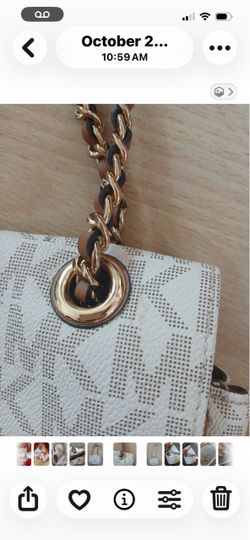 Michael Kors White Monogram Chain Shoulder Bag
