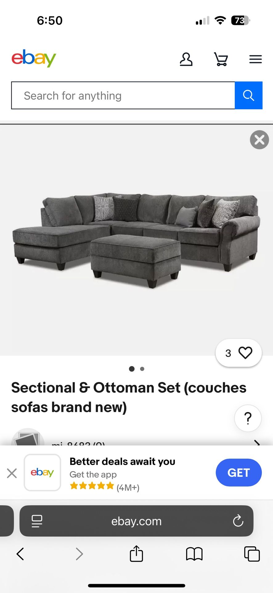 Broyhill L Shaped Sectional With Ottoman