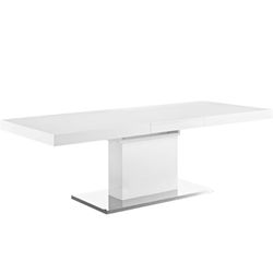 Vector Contemporary modern Expandable Dining Table In White Silver 