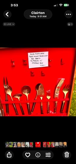 MCM Flatware Teak Wood / Rosewood and Brass