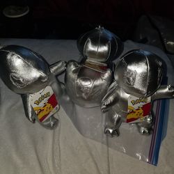 Silver Pokemon starters plushie
