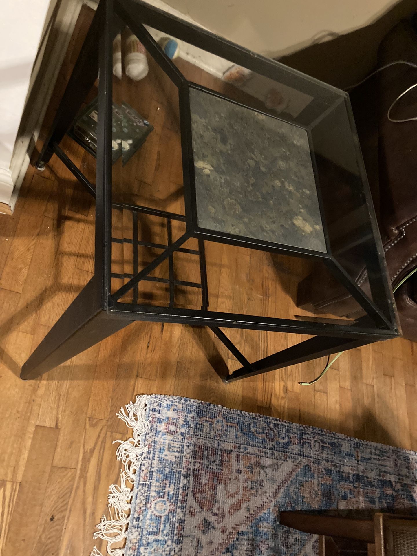 2 Glass and Slate Top Tables