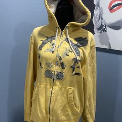 Yellow American Eagle Zip Up Jacket - Size L