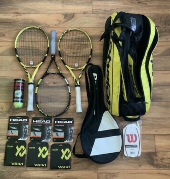 Babolat Pure Aero 2019 setup BUNDLE STRUNG READ DESCR LOT ITEMS Tennis Racquet Racket