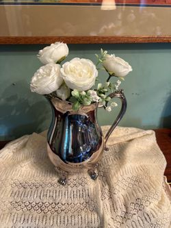 Silver-Plated Footed Water Pitcher Vase