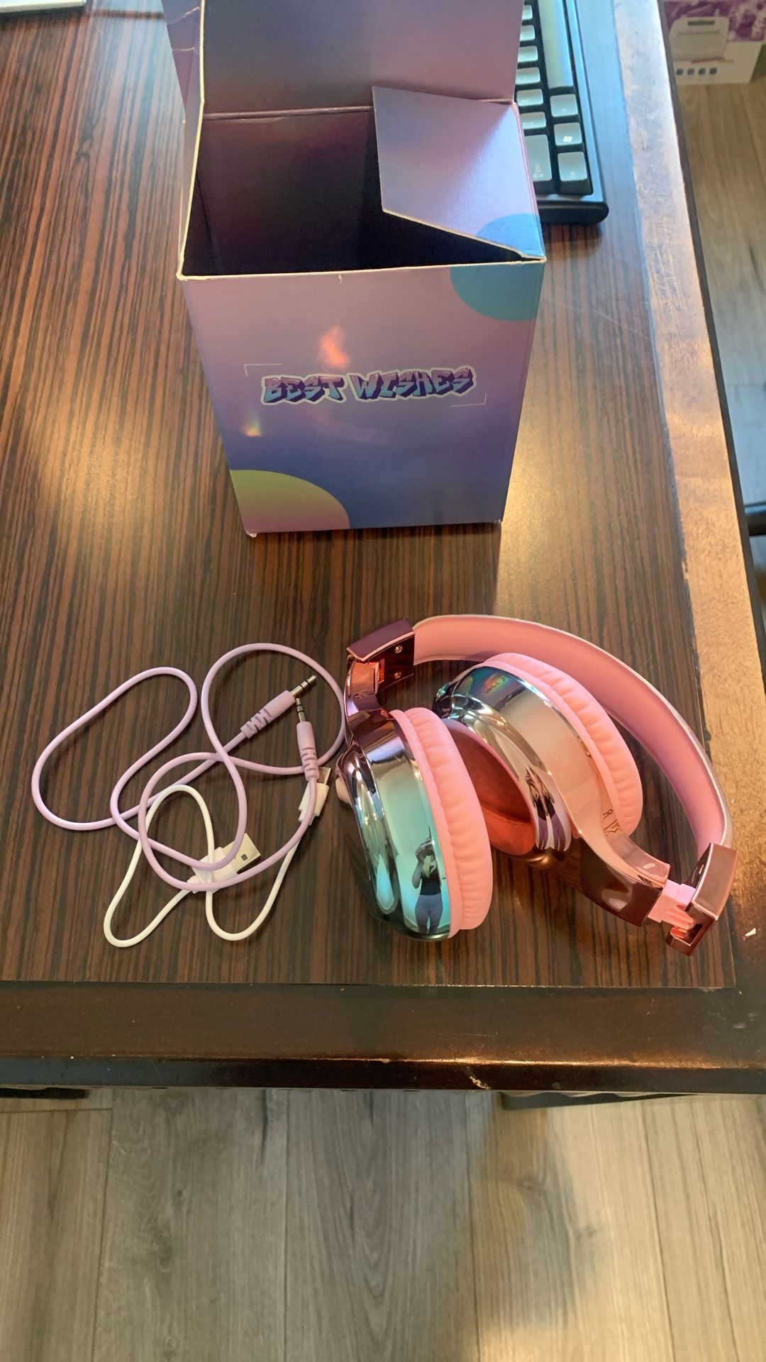  Bluetooth Headphones for Kids Girls, Wireless Headphones with Built Pink