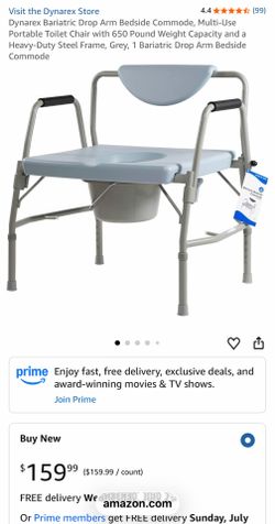 Visit the Dynarex Store 4.4* Dynarex Bariatric Drop Arm Bedside Commode, Multi-Use Portable Toilet Chair with 650 Pound Weight Capacity and a Heavy-Du