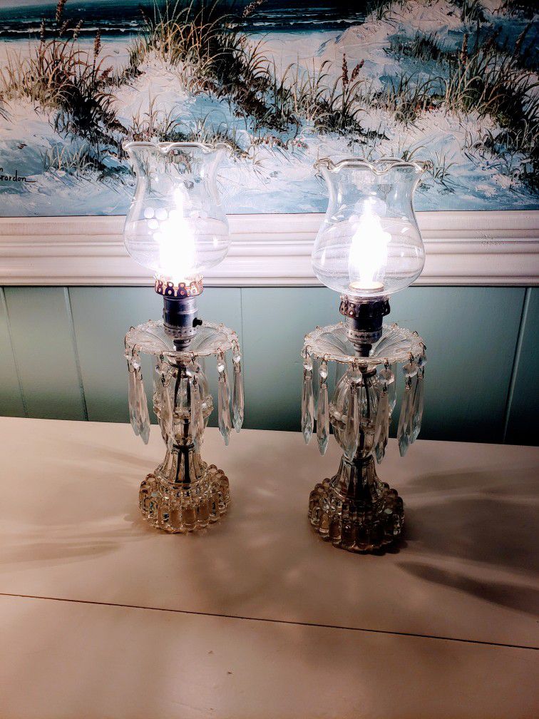 Vintage Glass Dresser Lamps