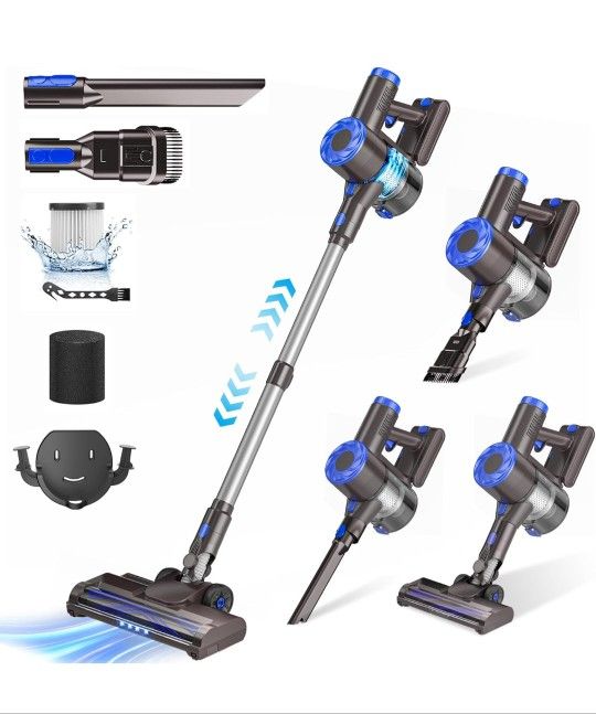 8-in-1 Cordless Vacuum Cleaner, Super Power Suction Stick Vacuum Cleaners with 2200 mAh Battery, Lightweight Self-Standing, 30 Mins Runtime for Home