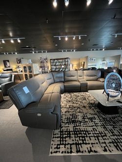 Grey 6pc Power Reclining Sectional Couch