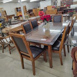 Glass Top Table W/ 6 Chairs 