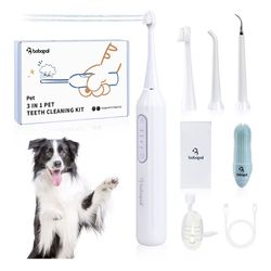 Bobopal Dog Tooth Brushing Kit,3-in-1 Dog Teeth Cleaning Tools,Ultrasonic Electric Toothbrush & Plaque Remover for Dogs with Water Flosser for Teeth,2