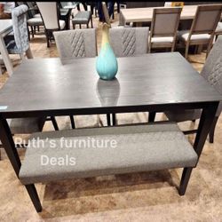 Beautiful! 6-pc Dining Table Set ( Table + 4 Chairs + Bench)