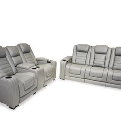 Backtrack Gray Power Recliner Set

