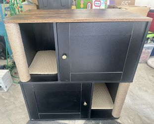 Cat furniture for litter box with scratching posts