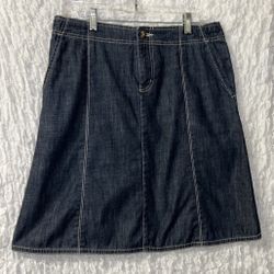 Eddie Bauer: Knee Length 100% Cotton Denim Skirt, Size: 10