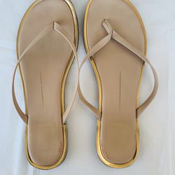 Dolce Vita Nude/Tan Thong Sandals with Gold Rim