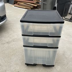 Three-drawer Plastic Storage On Wheels