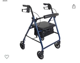 ProBasics Aluminum Rollator Walker with Seat – Rolling Walker with 6-inch Wheels – Foldable – Padded Seat and Backrest, Height Adjustable Handles, 300