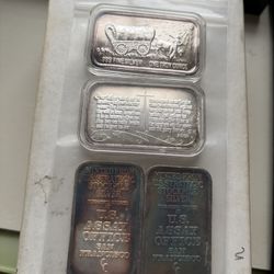 4 Vintage 1 Oz Silver Bars .999 Silver 
