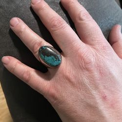 Men’s Kingman Turquoise Sterling Silver Ring-OBO