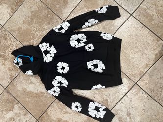 Black denim tear hoodie