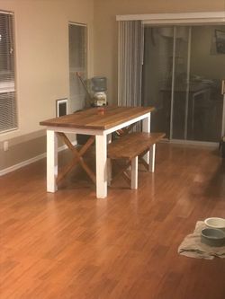 Kitchen table with one bench
