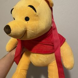 Vintage Winnie The Pooh Plush Backpack Zipper Bag Pouch Disneyland w/ Bonus
