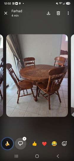 Dining room table with 4 chairs.