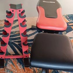 1 Adjustable Weight Benche And Dumbbell Storage Rack