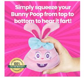Farting Bunny Poop Emoji - Easter Plush Toy – Squeeze to Activate & Hear Her Fart - Funny Dog Toy - Great Easter Basket Stuffers for Teens or Easter
