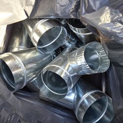 galvanized steel duct splitter or Y-connector used for HVAC ventilation systems. 