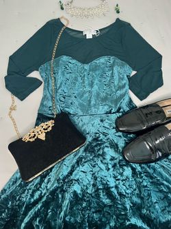 Teal Velvet Dress 🤍