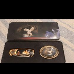 Elvis Presley Folding Knife Customized handle And Belt Buckle Collectors