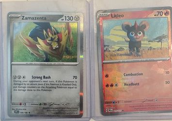 Pokemon Holo 2 card bundle Litleo & Zamazenta Raw Cards in Near Mint or Better