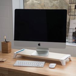 Woody Fast Charging Wooden Monitor Stand All in One Charging & Hub Station made by PALLOOEM