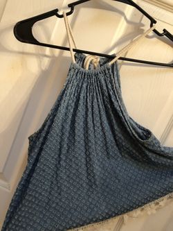 stringed baby blue tank top