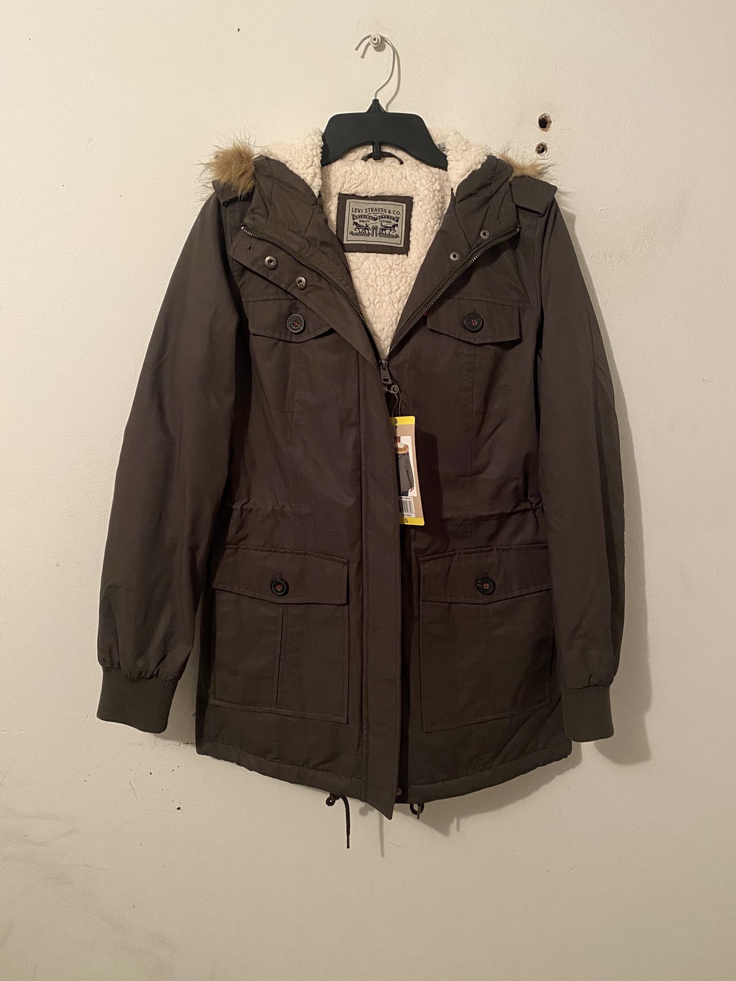 Levi's Faux Fur Parka Jacket Women's Size Small