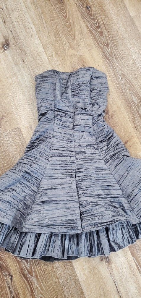 JESSICA MCCLINTOCK Green/Blue/gray Taffeta Iridescent Dress W/Ruffles Sz 10