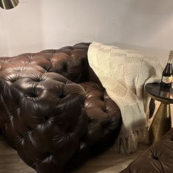 RH Leather Soho Chair And Ottoman *Delivery Options*