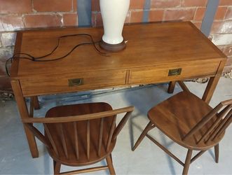 Mid-Century Walnut Writing Desk with Brass Hardware