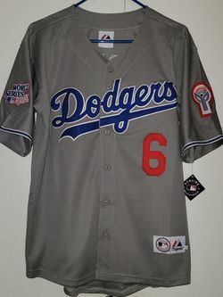 Brand New Dodgers Grey 1981 Steve Garvey Rep Baseball jersey with World Series and City Bicentennial Patches Men Sizes Large, XL, 3XL Also other playe