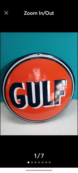 Gulf metal round metal sign 14"