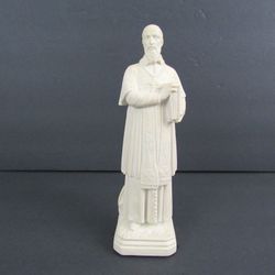 Saint Francois De Sales Vintage Alabaster Cast Statue 9 1/4" Tall
