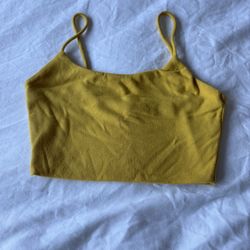 🌼 Mustard Yellow Cropped Camisole Tank Small